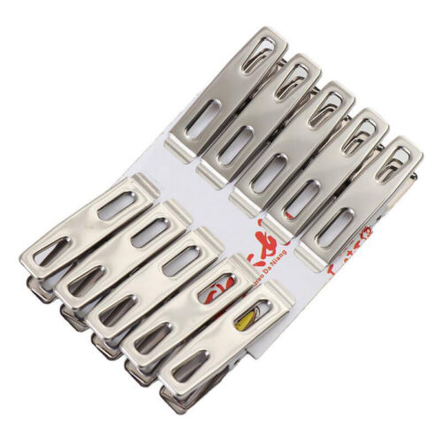 10Pcs Clothes Pegs Stainless Steel Washing Line Hang Pins Windproof Metal Clamps - Bild 1 von 9