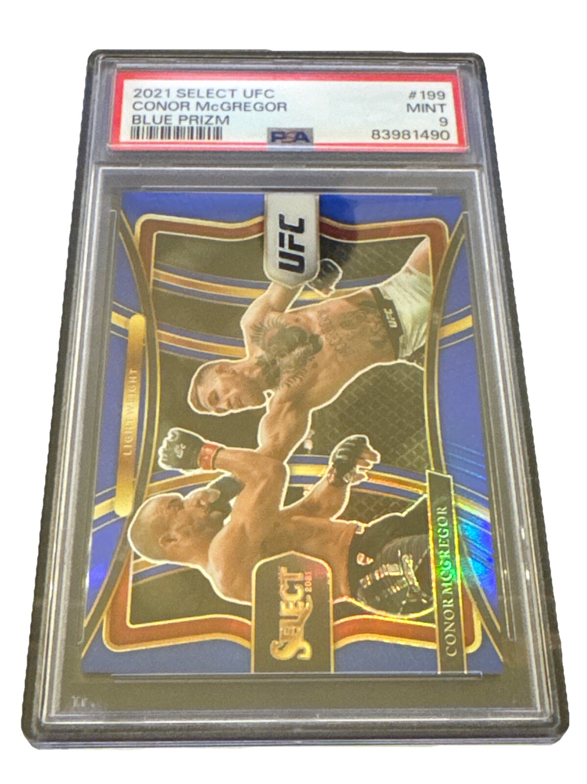 2021 Select UFC Conor McGregor Premier Level Blue Prizm /49 PSA 9