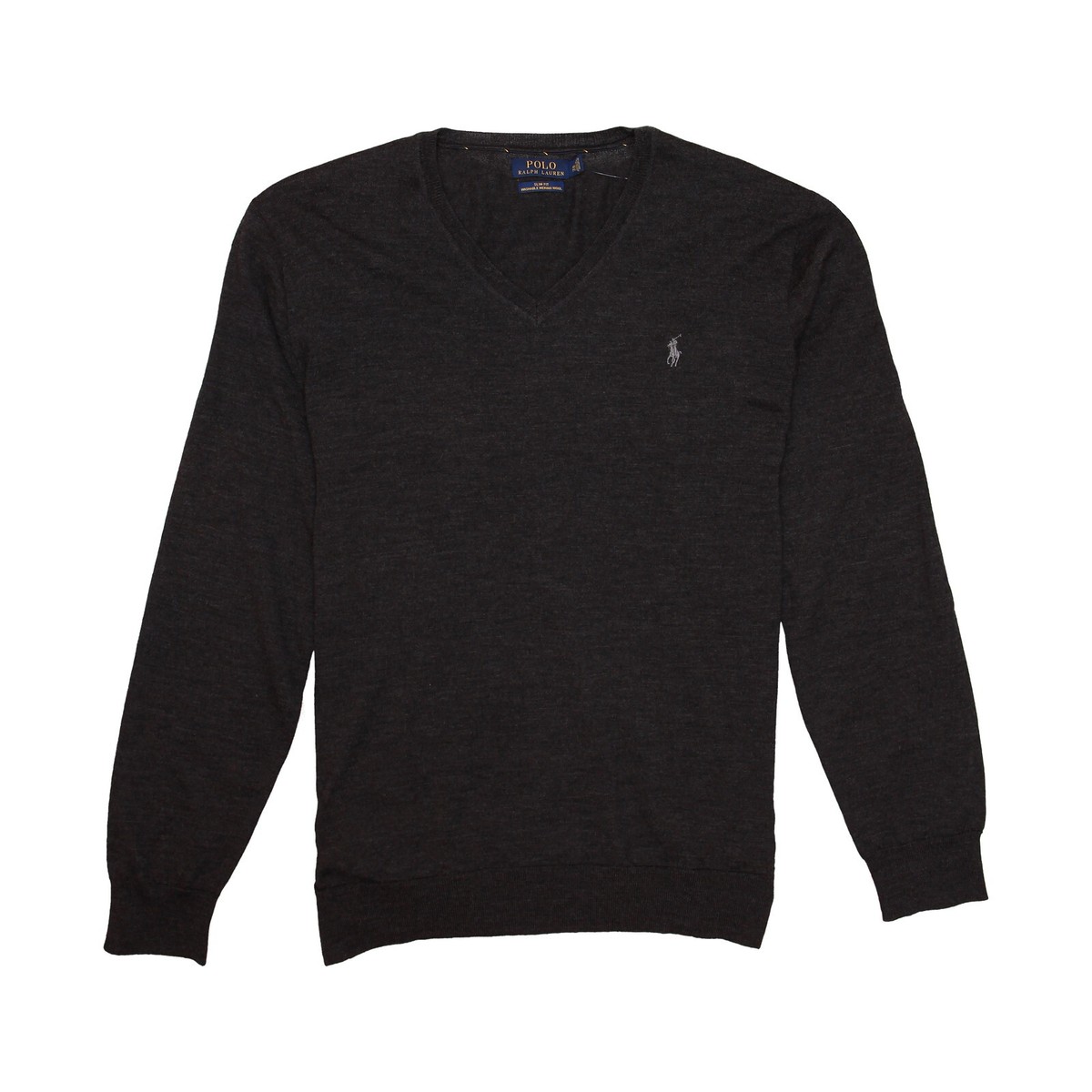 Polo Ralph Lauren Mens Dark Slim Fit Merino Wool V-Neck Sweater