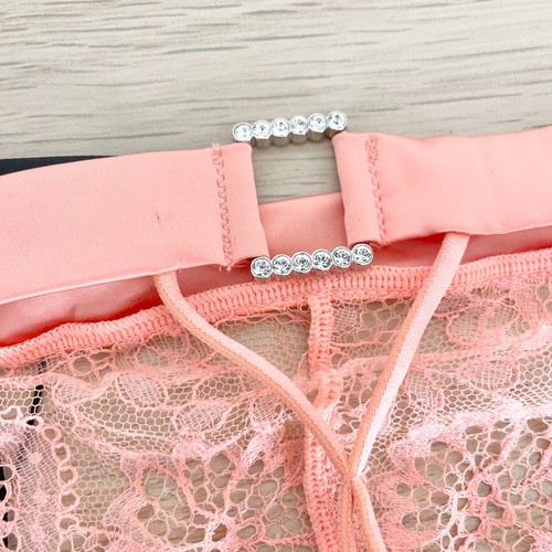 Pleasure State Fantasies String Size M Pale Tangerine Lace Swarovski Crystal New - Picture 5 of 10