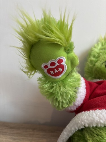 Build A Bear Grinch Retired Rare Christmas Dr Seuss Holiday BAB + Santa Coat - Picture 2 of 6