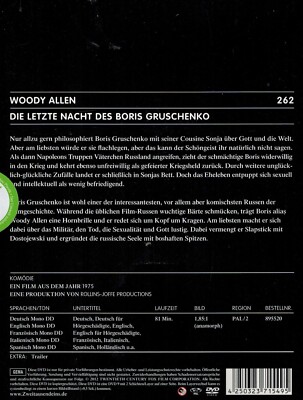 DVD (NEU) - Die letzte Nacht des Boris Gruschenko (1975) - Woody Allen |  eBay.de