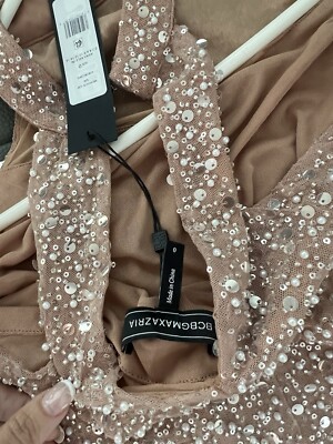 Robe BCBGMAXAZRIA Taupe, Manches Trois Quarts - Taille S, Occasion Très Bon état