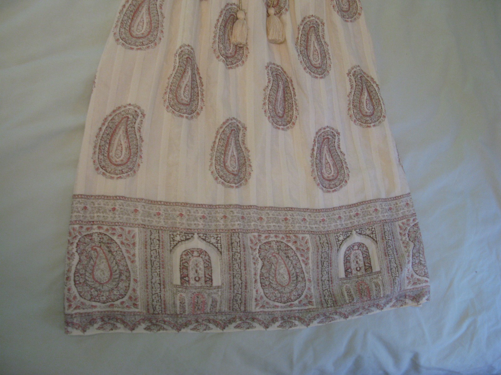 Juicy Couture 'Paisley Tassel' Cream Silk Dress Sz 4 … Gem