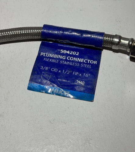 JONES STEPHENS Faucet, 3/8"x1/2", Connection, Flex, SS, 16" ODxFIP S04202 - Picture 3 of 5