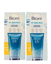 2Pk Biore UV Aqua Rich Weightless Moisturizer w/Hyaluronic Acid & SPF30 EXP 7/26