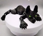 CAT SPHINX HAIRLESS 23cm Fully articulated 3d Printed Model BLACK - New