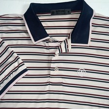 G/FORE Perforated Blush Stripe Rib Collar Tech Jersey Golf Polo Mens Size Medium