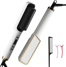 Hair Straightener Brush for Fine, Soft Hair, Ring Hair Straightener Comb with LE