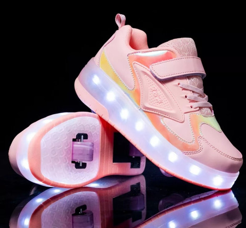 Kids Cool LED Shoes Roller Skate Shoes Fashion Light Wheels Sneakers Girls 13