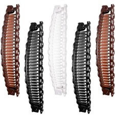 6Pcs Brown, White, Black Banana Clips Hair Clincher Combs Bananas Vintage