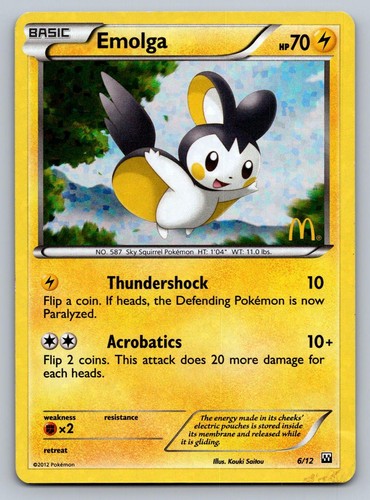 Emolga 006/012 Holo Promo McDonald's Promos 2012 Pokemon Lightly Played