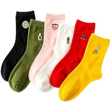 MeiLiZuRL Fruit Socks Cute Cherry Avocado Pineapple One Size, Multi 