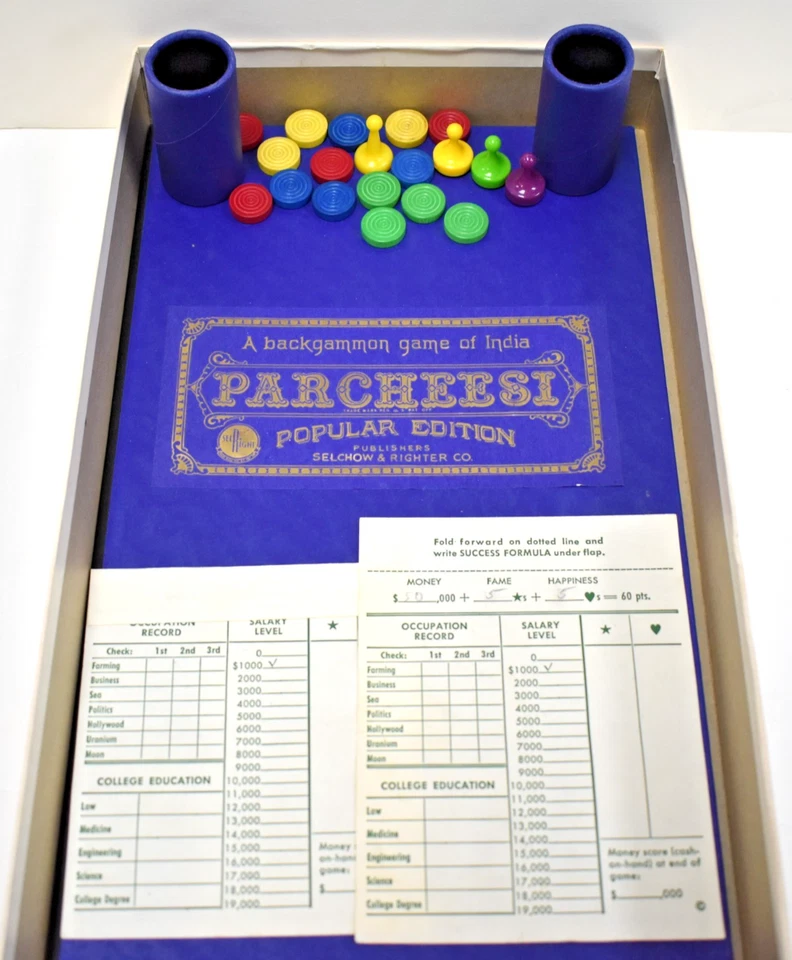 Vintage 1964 Parcheesi Backgammon Game of India Game Board Popular Edition - Image 4 of 4