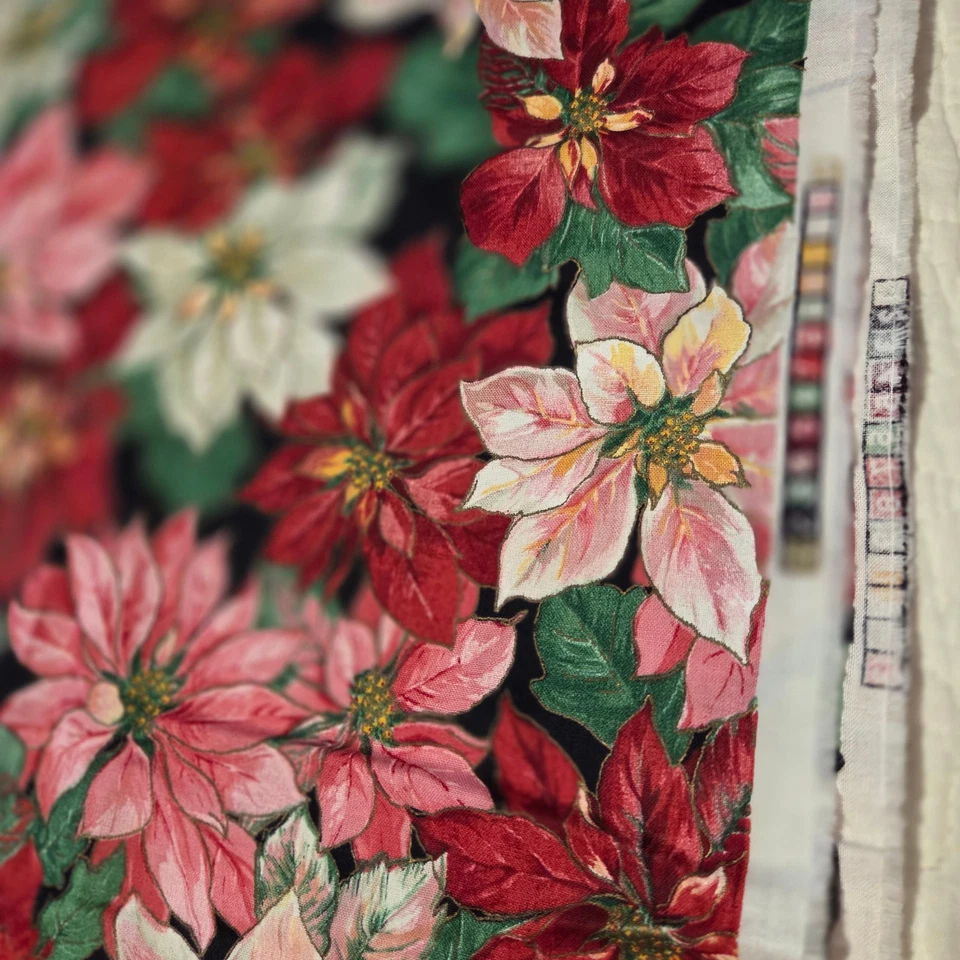 Multicolor Poinsetta Fabric by The Kesslers for Concord 2 Yards x 60" Wide - Image 2 of 4