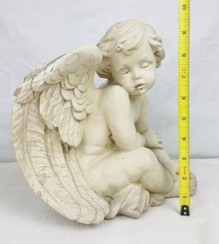 Vintage 10” Garden Angel Cherub Statue Decor Memorial Chippy Weathered Victorian - Picture 3 of 10