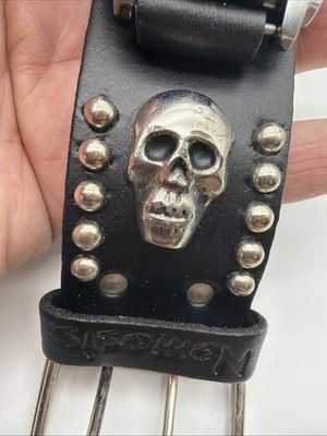 Nemesis MIC926K Analog Skull Dial Watch Wide Black Leather Cuff Band - Read Nemesis MIC926K Analog Skull Dial Watch Wide Black Leather  main image 3