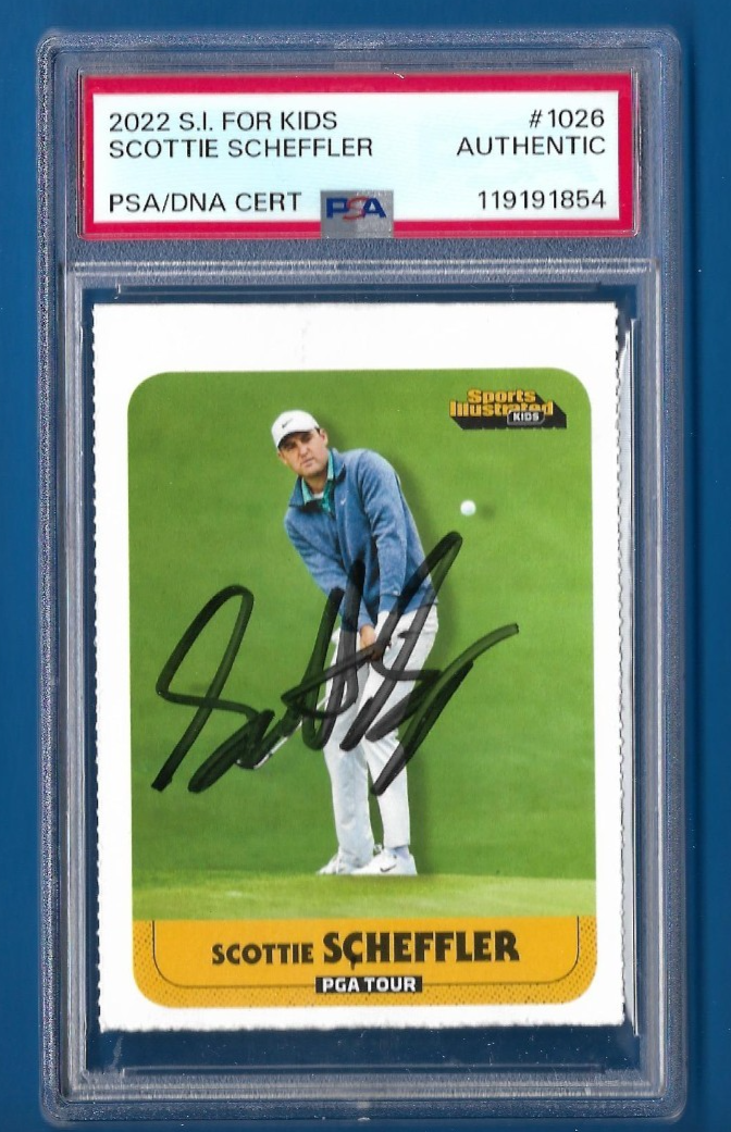 Scottie Scheffler Autographed Signed Sports Illustrated PSA Certified 2022 SI Kids AUTO Card, PGA Golf #1026 