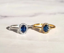 Natural Blue Sapphire Ring Silver Promise Ring Valentine's Gift For Her, Wife