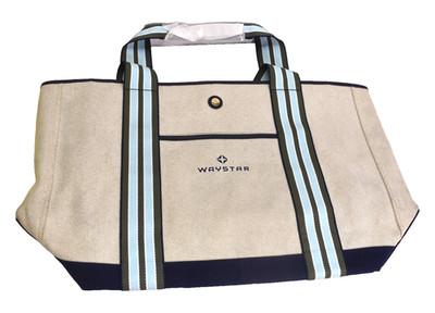 Paravel Large Beige Blue Green Cabana Tote Bag 20x14x7  COMPANY BRANDED