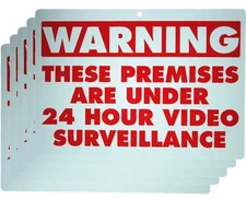 (10) Warning 24 Hour Video Surveillance Cameras Recording System Waterproof Sign