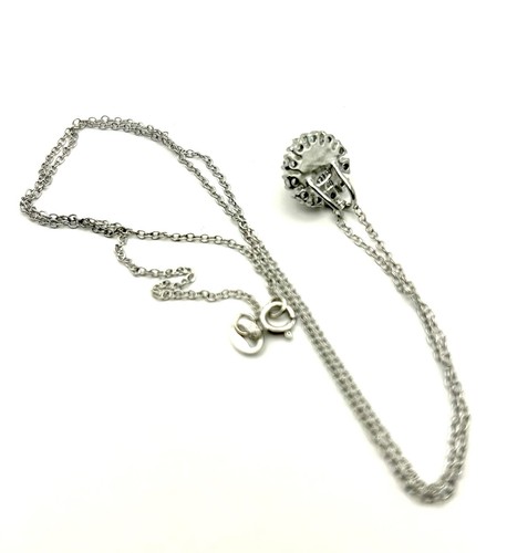 Sterling Silver 18” Necklace With Pearl And Clear Stone Pendant 925 Stamped - Picture 3 of 7