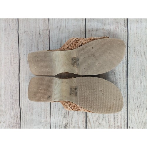 Kelsi Dagger Womens Sz 9 June Clogs Sandals Camel Natural Wicker Wooden Heel Boh - Picture 8 of 9