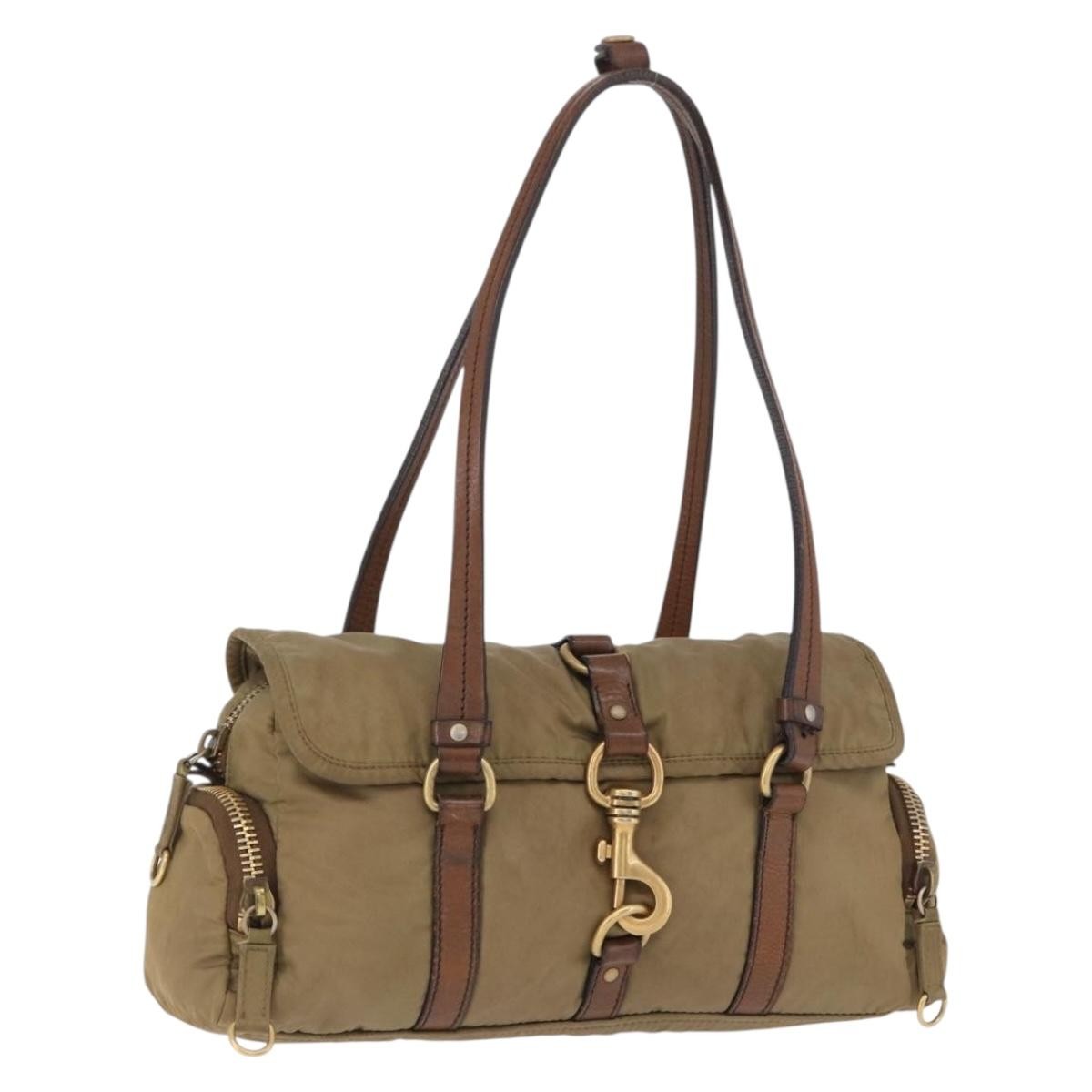 Miu Miu Shoulder Bag Nylon Beige Gold Auth 194838A | eBay