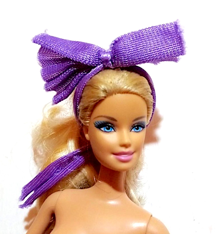 BARBIE 80s mattel decorazione nastro viola fiocco capelli B350