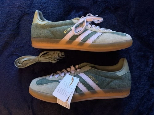 Men’s Adidas Gazelle Indoor Mineral Green Silver Dawn Size 11 New In Box!
