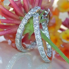 2Ct Round Lab-Created Diamond Womens Hoop Huggie Earring 14K White Gold Plated