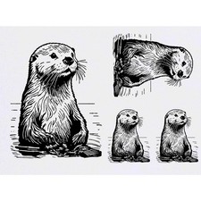 4 x 'Sea Otter' Temporary Tattoos / Transfers TO00071554 