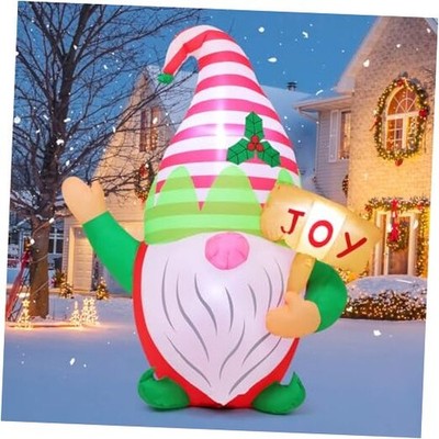  5 FT Christmas Inflatables Gnome Outdoor Decoration Blow Up Yard with Built 