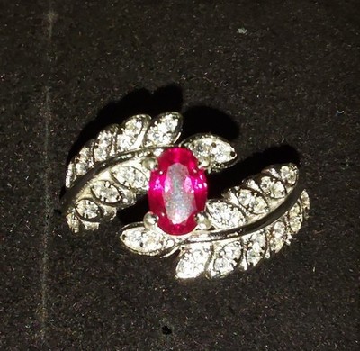 Ruby Red Lab Grown synthetischer Rubin Ring   verstellbar, 925 Sterlingsilber
