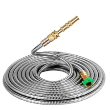 304 Stainless Steel Metal Garden Hose Extension 100 Ft with Brass Water Hose ...
