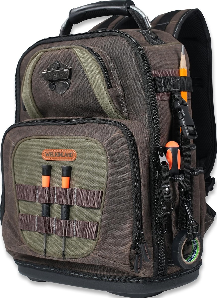 【SAKU様用】SOLNA / Eurameric WELKINLAND 36-Pockets Electrician Backpack, Hard-Based HVAC Brown