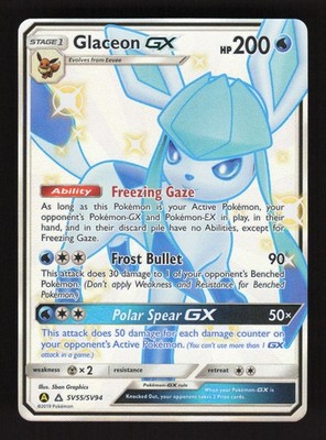 Glaceon GX SV55/SV94 Pokemon Hidden Fates Holo Full Art Karte
