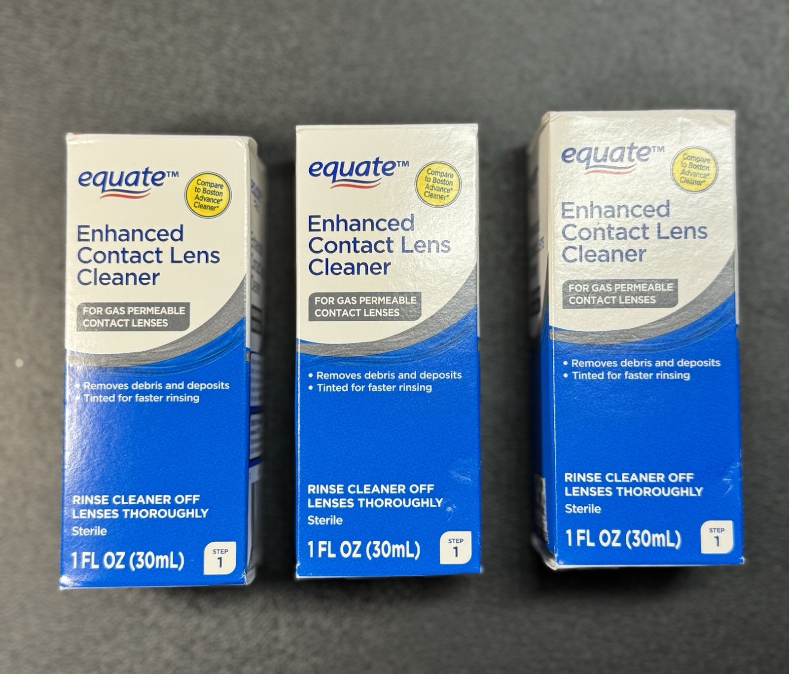 Equate Hard Contact Lens Cleaner Step 1, 3 Pack, 1 fl oz, vs