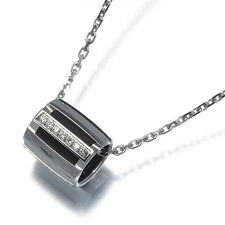 Auth CHAUMET Necklace Class One Diamond Half SM 18K 750 White Gold/Rubber