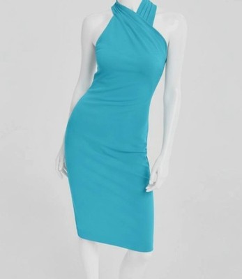 Rachel Rachel Roy Women's Blue Crossover Sleeveless Harland MIDI Dress Size XS