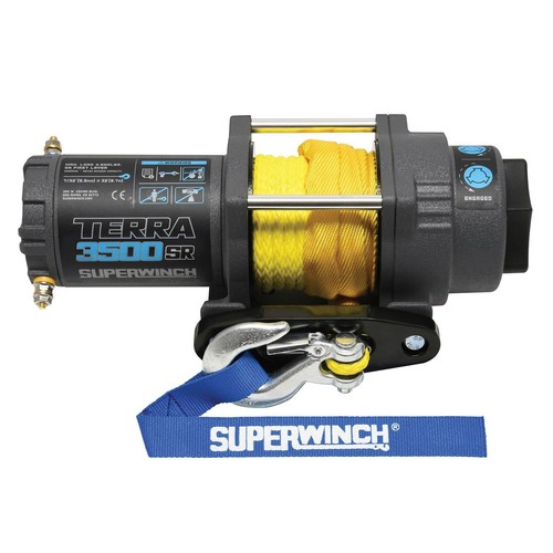 Superwinch 3500 LBS 12V DC 7/32in x 32ft Synthetic Rope Terra 3500SR Winch - - Foto 1 di 5