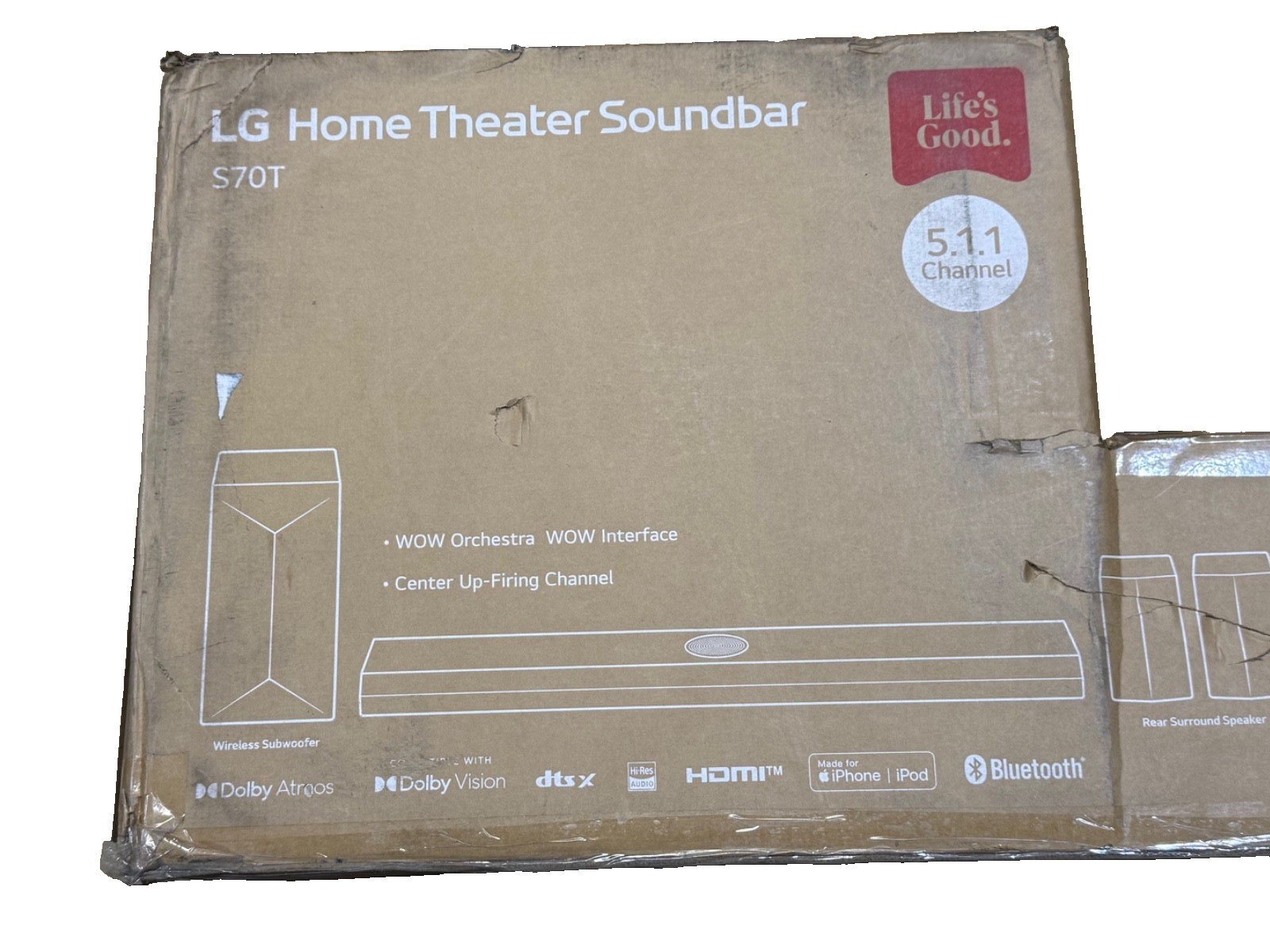 LG S70TR  5.1.1-Channel  Home Theater Soundbar Subwoofer Rear Speakers