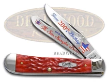 Case xx Trapper Knife Star Spangled Banner 200th Birthday Red Bone 1/2500