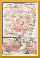 Minden und Porta Westfalica +original Stadtpläne von 1914+ Barkhausen, Hausberge