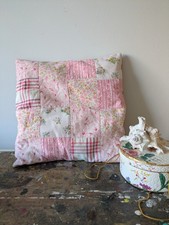 Handmade Vintage ORIGINAL Cushion Floral Pink Patchwork Floral Old Shabby Chic