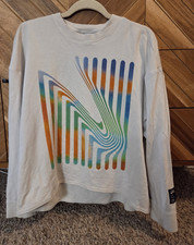 Nike Yoga White Graphic Print Crewneck Fleece Sweatshirt Size M