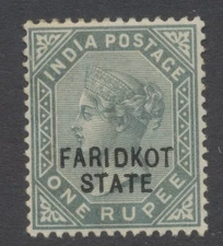 Faridkot State India 1887 1r slate mint hinged SG15 CV £75