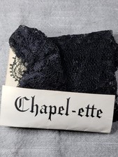 Vintage Lace Chapel Veil Catholic Church Black Lace Head Cover Veil Cap A70