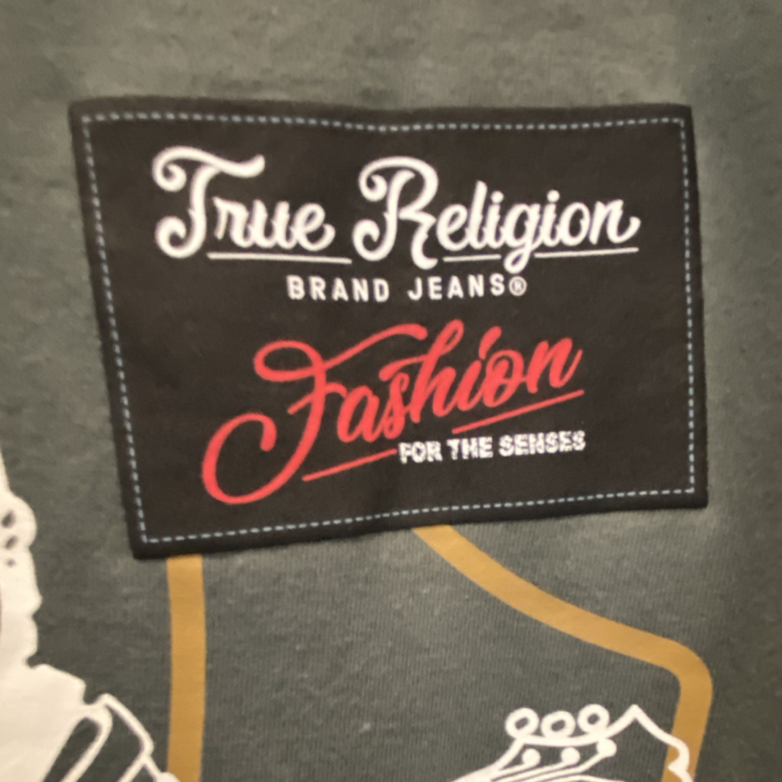 Men’s True Religion Collared Fleece Patch Varsity Jacket Green and Black sz L thumbnail 7