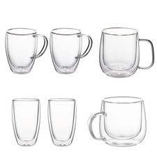 Set of 2 Double Walled Insulated Glasses Thermal Coffee Glass Mug Heat Resistant